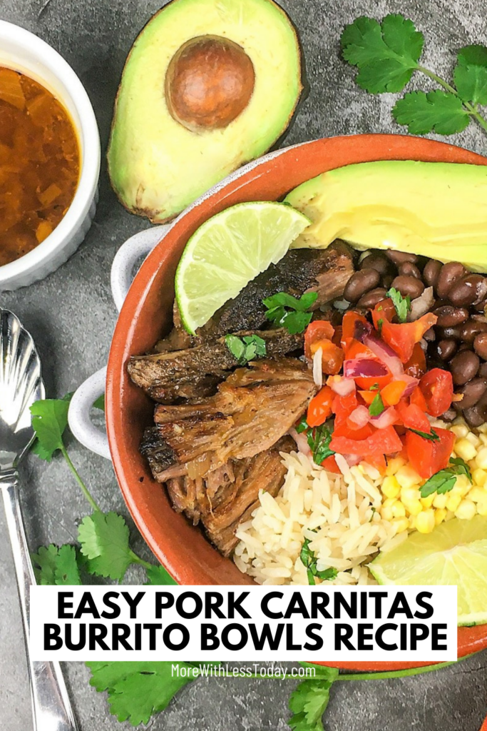 easy pork carnitas burrito bowls recipe