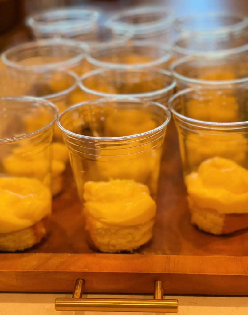 individual clear disposable cups with Sara Lee Pound Cake and vanilla pudding for Individual Trifle Desserts 