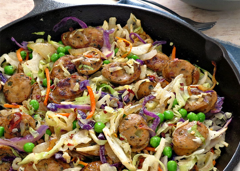 5 Dollar Dinner Ideas for Menu Planning Monday - Cabbage & Sausage Saute