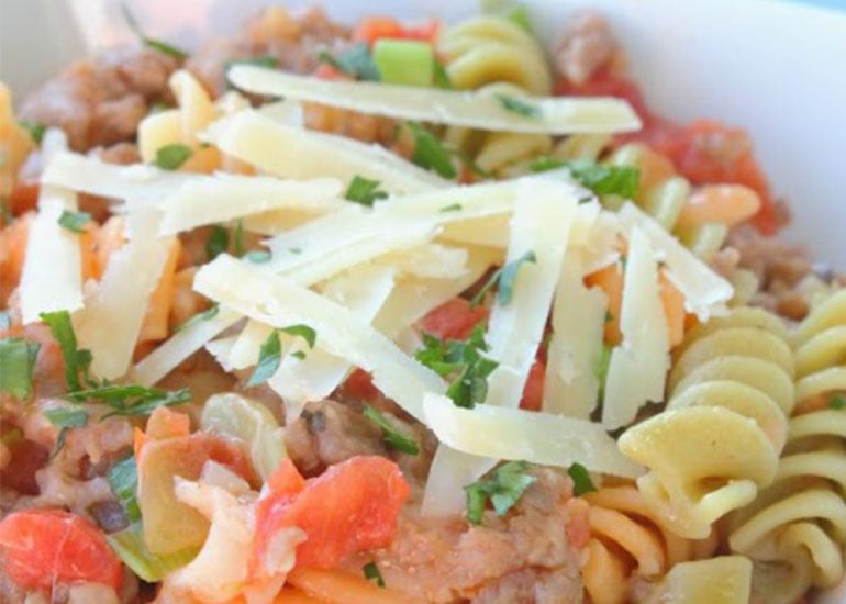 5 Dollar Dinner Ideas for Menu Planning Monday - Cheesy Italian Sausage Pasta Recipe