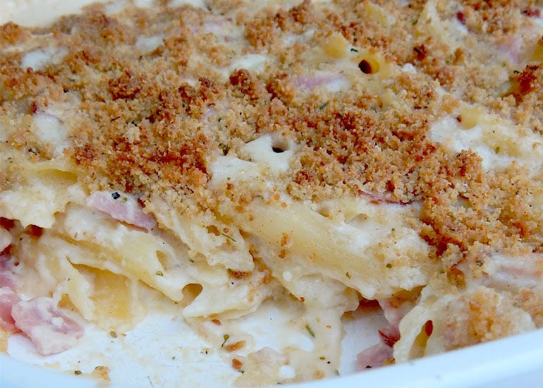 5 Dollar Dinner Ideas for Menu Planning Monday - Ham & Swiss Baked Penne