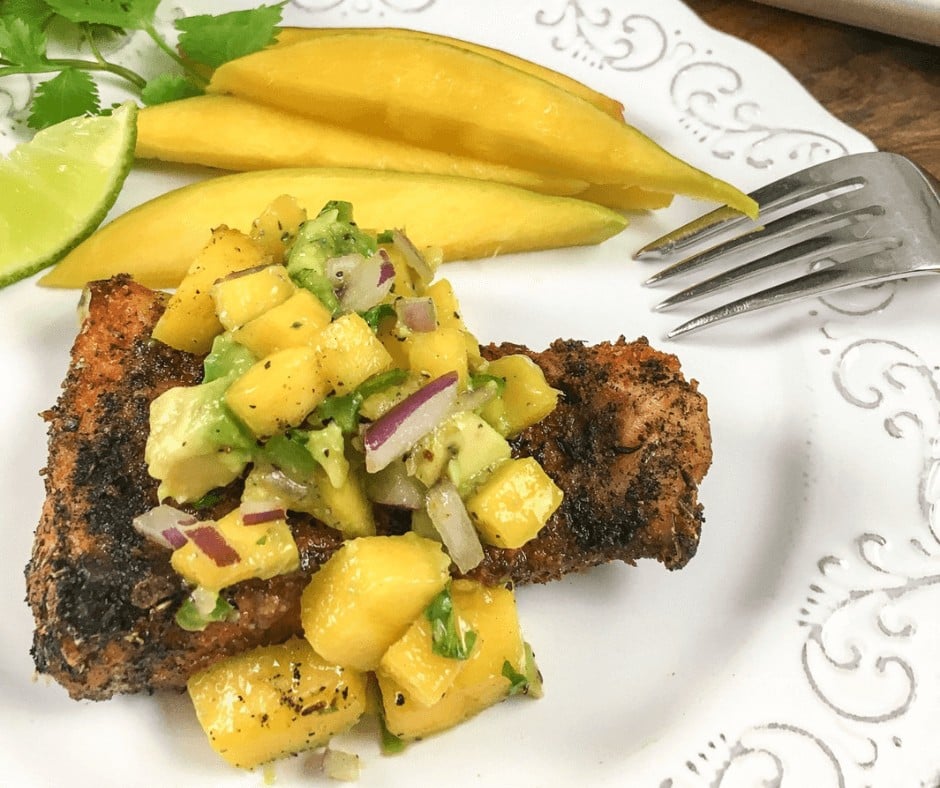 A serving of Cajun Snapper on a white plate