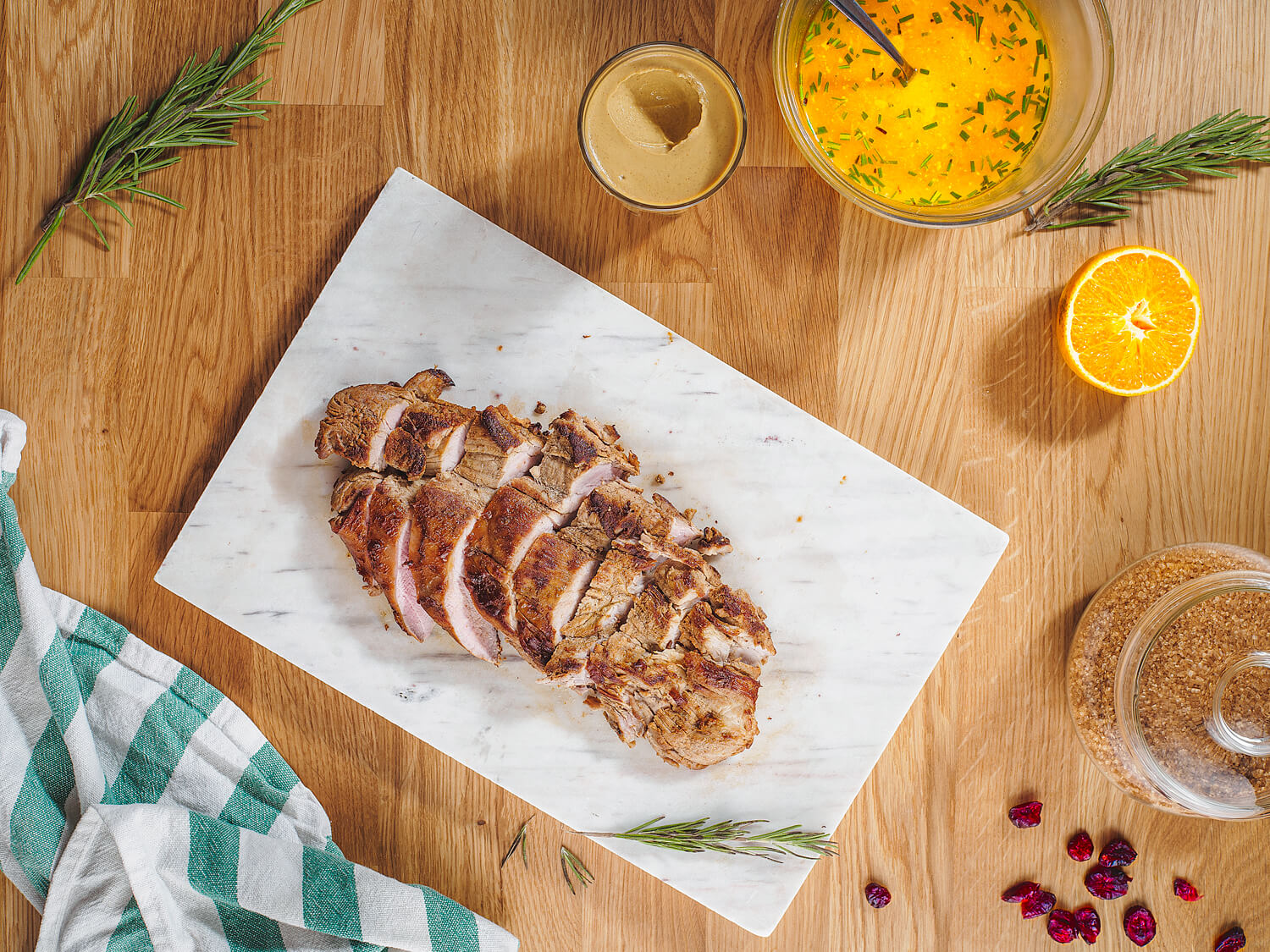 Cranberry Orange Pork Tenderloin on a serving platter