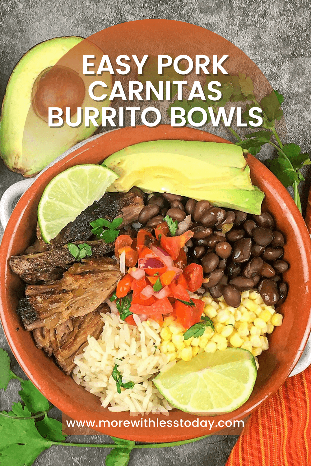 Easy Pork Carnitas Burrito Bowls - PIN