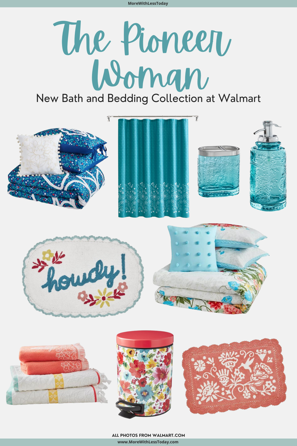 PIN collage for Pioneer Woman’s Bath and Bedding Collection