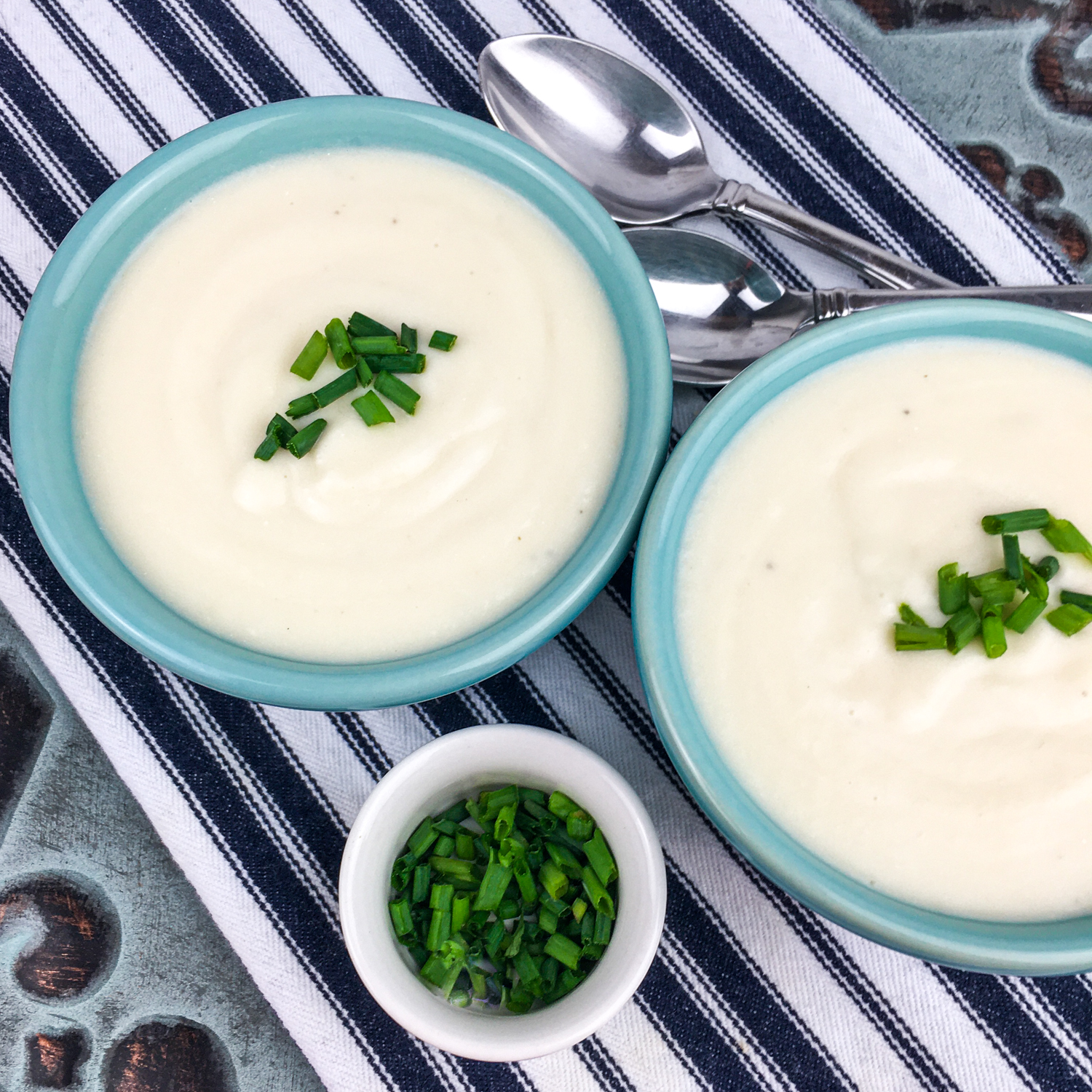 Two bowls of delicious Vichyssoise Soup