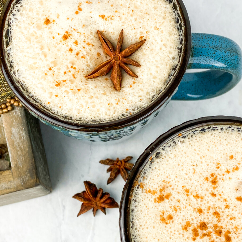 two cups of vanilla chai tea latte