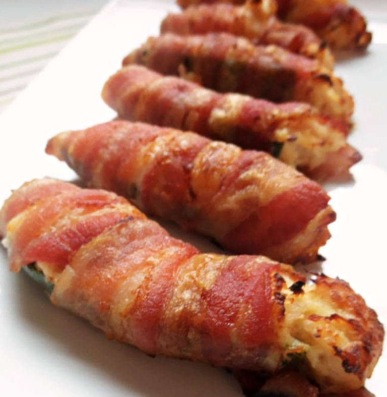 Big Game Party Dips and Appetizers - Bacon-Wrapped Jalapeno Poppers