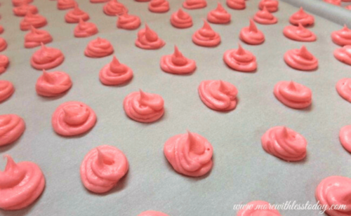 Cinnamon Valentine Candy Kisses on a baking sheet
