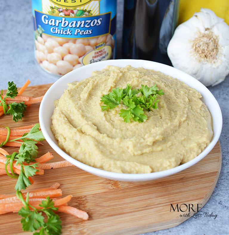 Big Game Party Dips and Appetizers - Homemade Hummus Made From Canned Garbanzo Beans