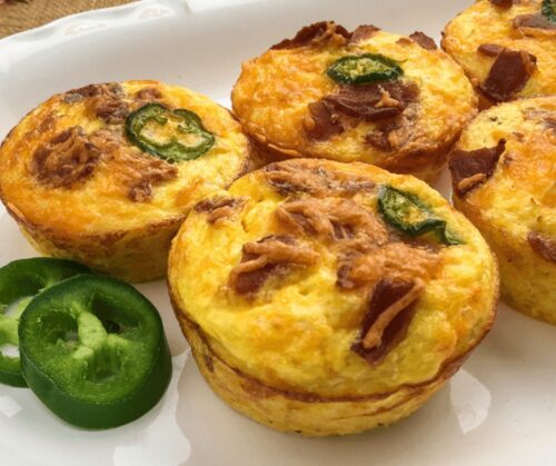 Cauliflower Muffins with Cheese on a serving plate