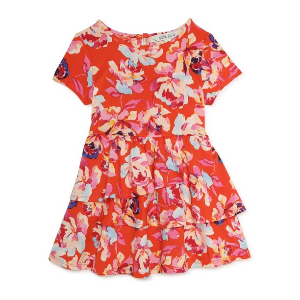 Girls’ Mommy & Me Ruffle Knit Dress - Capri Red