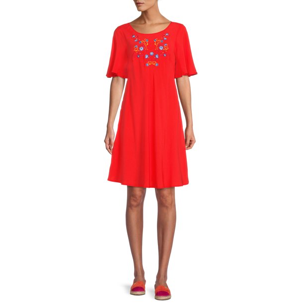 Mommy & Me Embroidered Dress with Flutter Sleeves - for edits