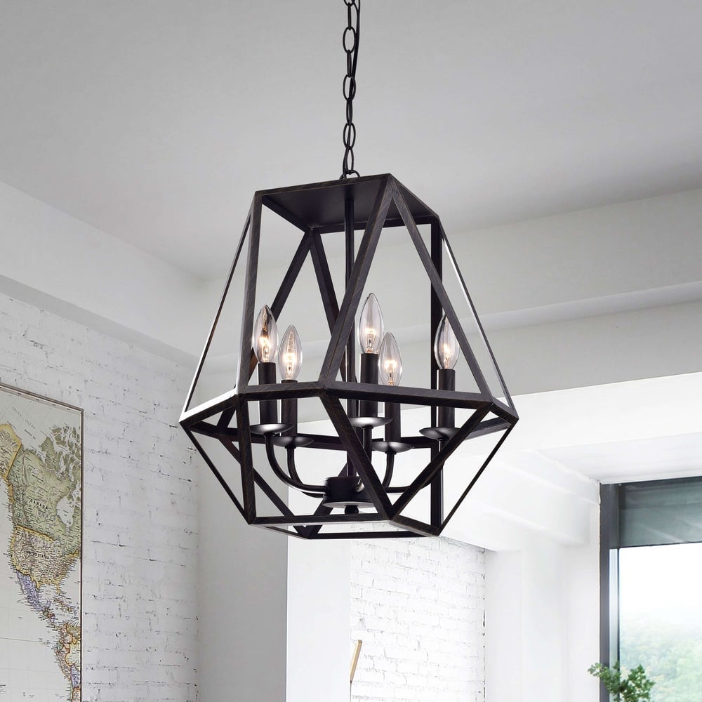 The Gray Barn Otis 5-light Modern Antique Black Iron Chandelier