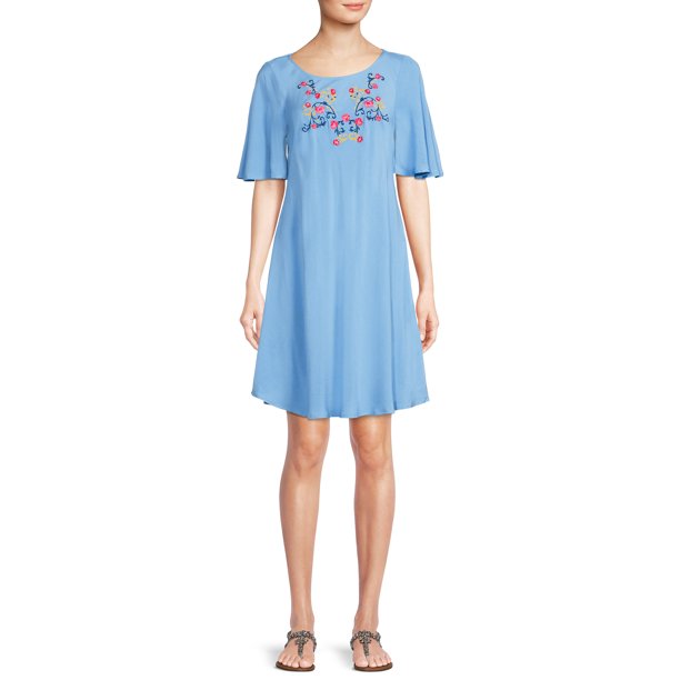 The Pioneer Woman Mommy & Me Embroidered Dress with Flutter Sleeves
