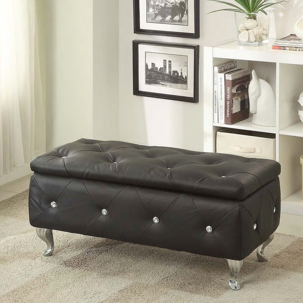 Upholstered Tufted Storage Bench from overstock clearance