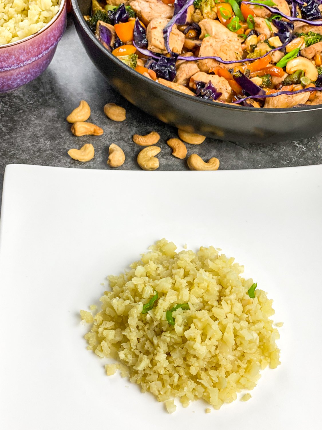 steamed cauliflower rice