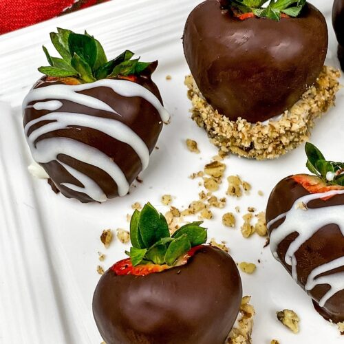 chocolate covered strawberries with different toppings