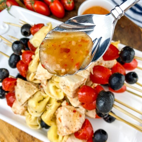 easy chicken tortellini skewers