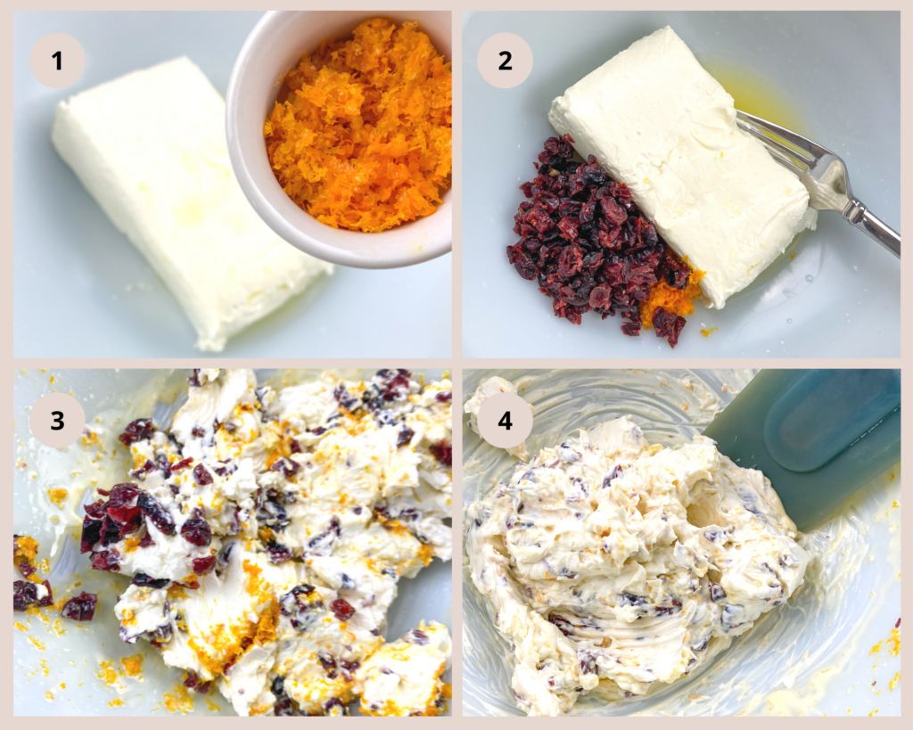 orange cranberry cheese ball recipe process 1