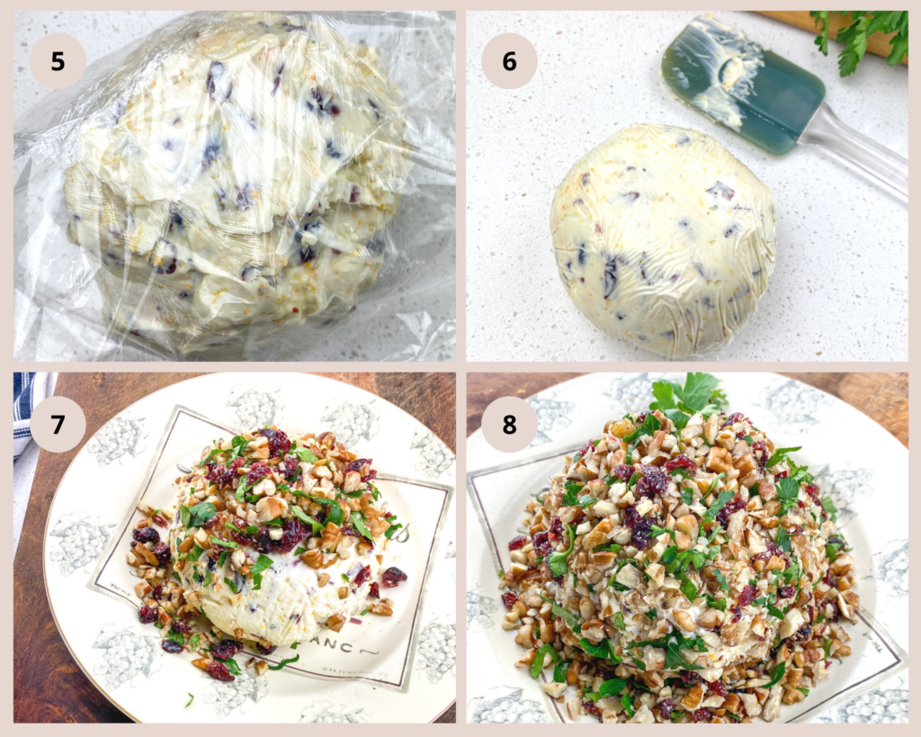 orange cranberry cheese ball recipe process 2