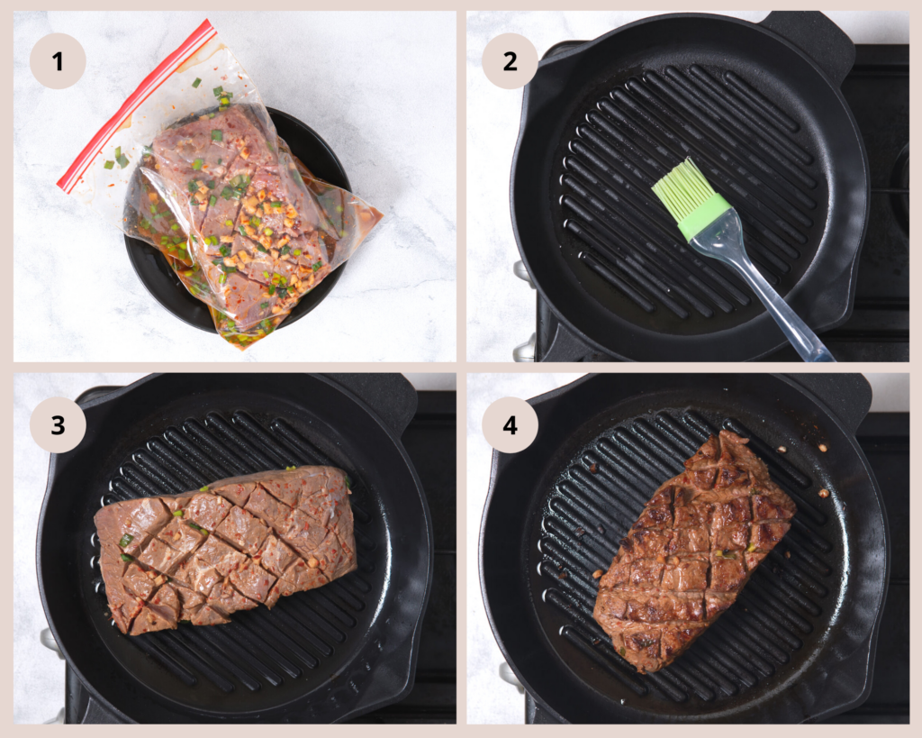 process of cooking the steak