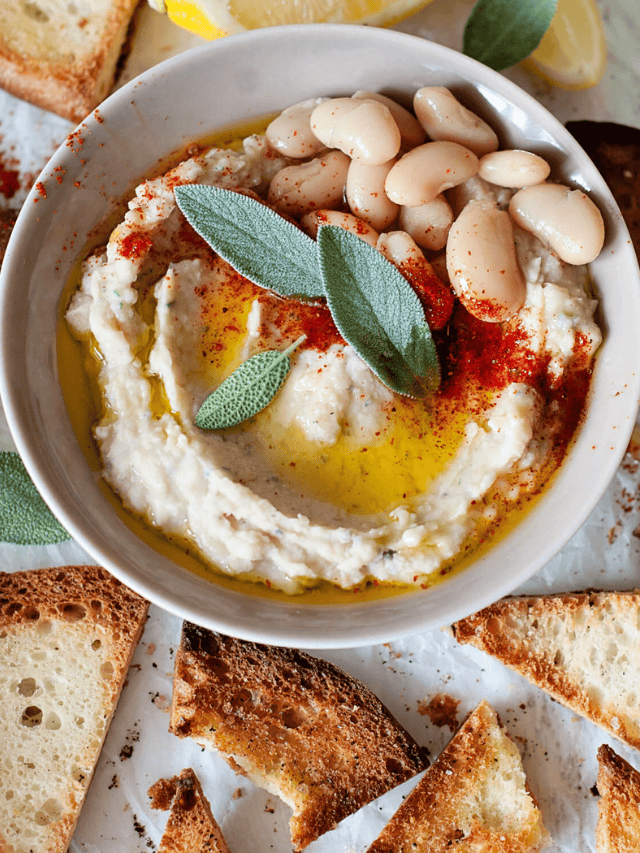 Homemade White Bean Dip with Pita Chips
