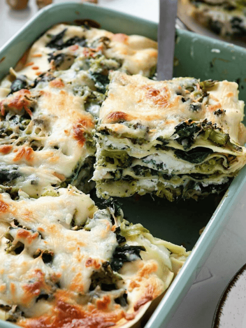 Spinach and Broccoli Lasagna Recipe Poster