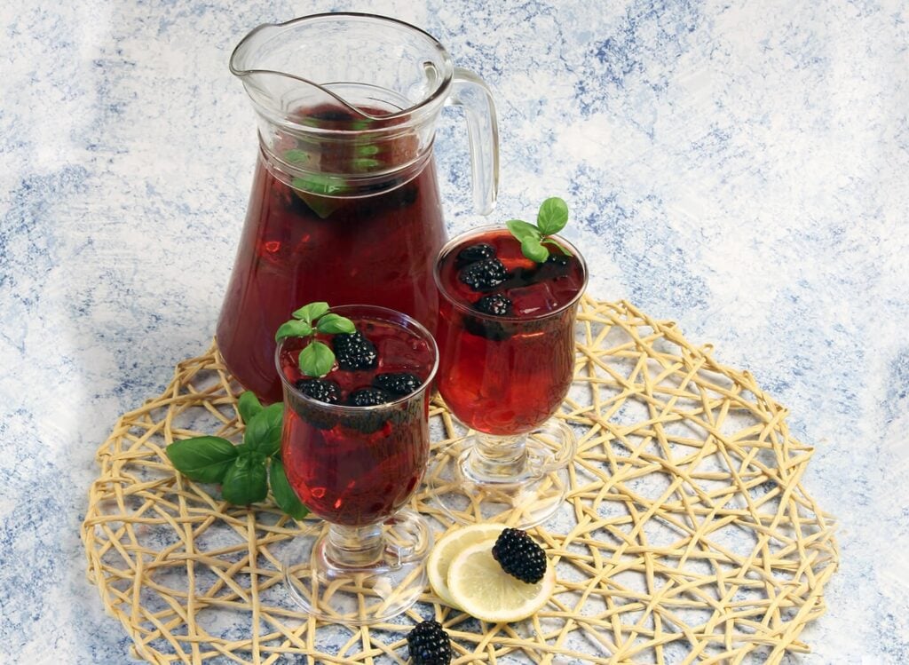 Sweet Blackberry Iced Tea on a placemat