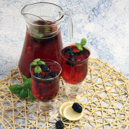 Sweet Blackberry Iced Tea on a placemat
