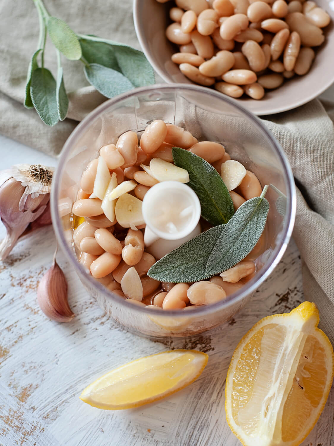 making the white bean puree