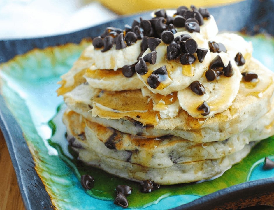 Banana Chocolate Chip Vegan Pancakes