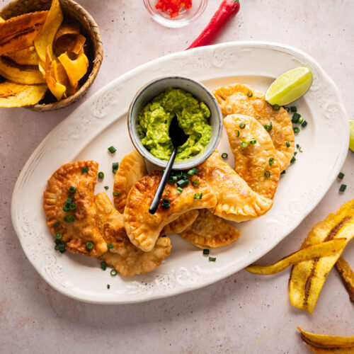 Beef Patties with Fried Plantain Chips