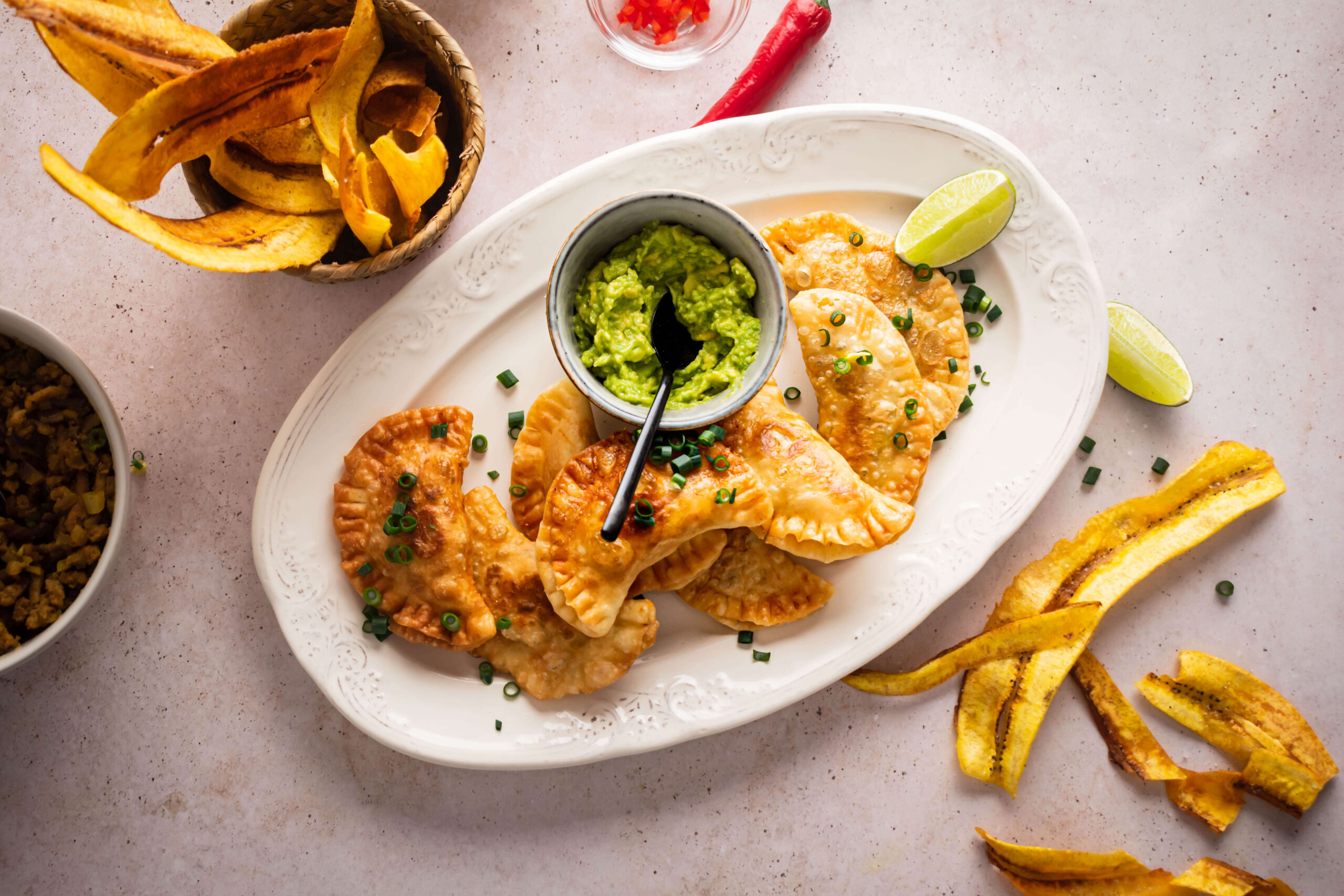 Beef Patties with Fried Plantain Chips