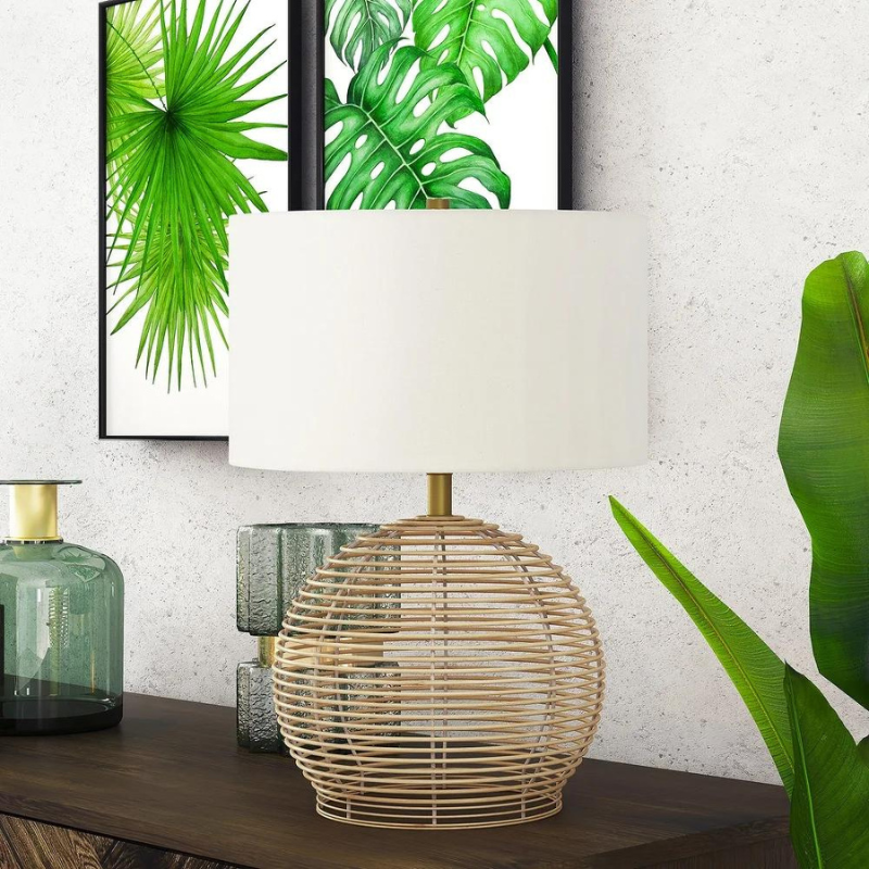 Bryn Modern Coastal Table Lamp in Rattan