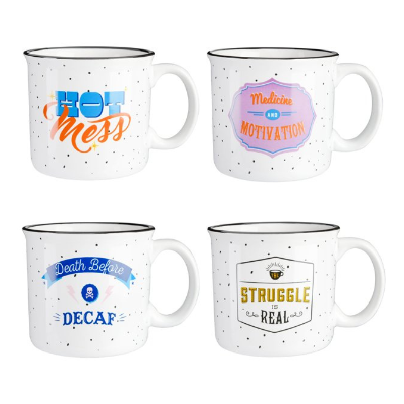 Game On Assorted 18-ounce Stoneware Camper Mugs