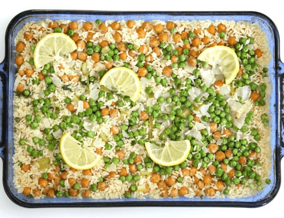 Lemon Chickpea Rice Casserole