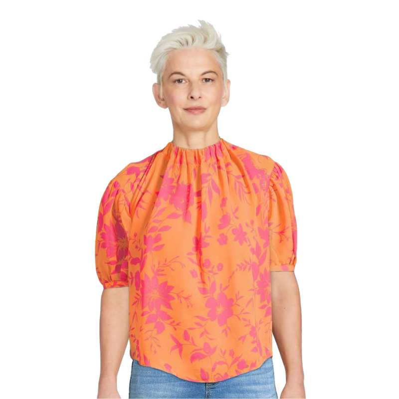 Scoop Women's Puff Sleeve Floral Print Top