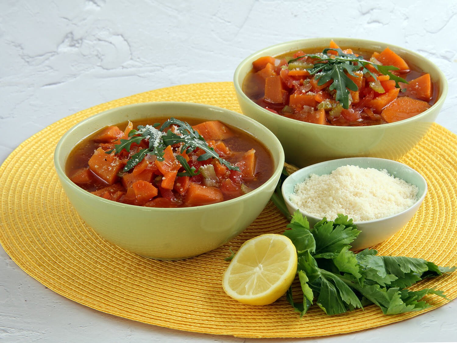 Two bowls of Sweet Potato Soup