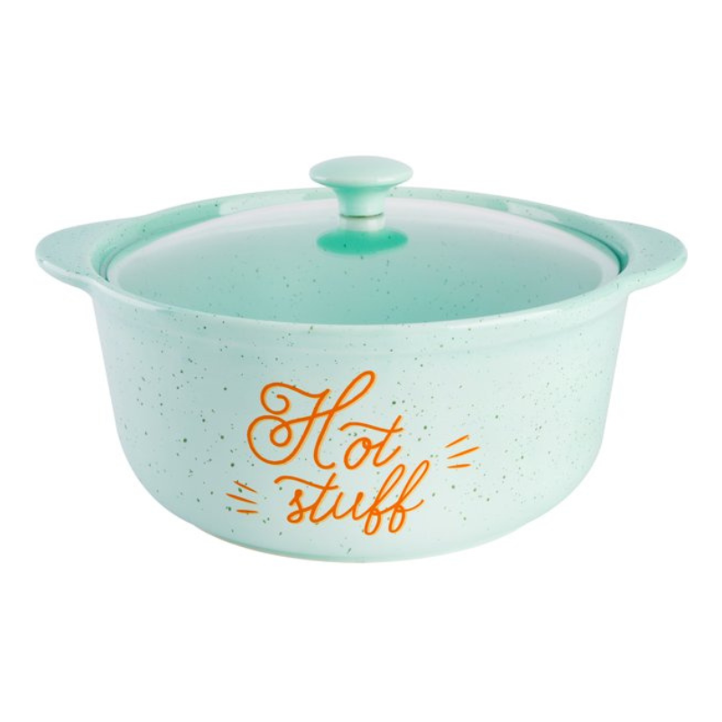 Wanda June Hot Stuff Teal 4-Quart Stoneware Casserole with Lid from wanda june home collection