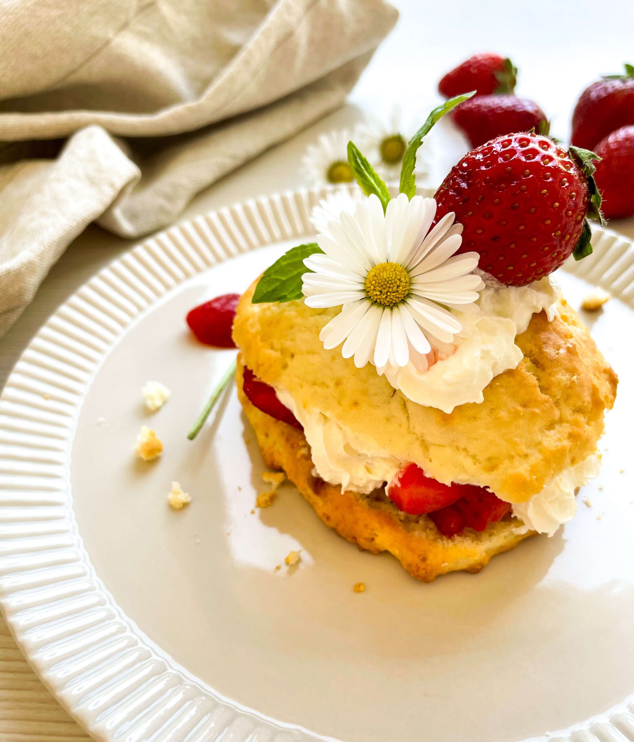 a close up of a Lemon Strawberry Shortcake