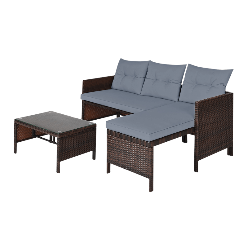 3-Piece Patio Wicker Rattan Sofa Set - patio furniture on clearance