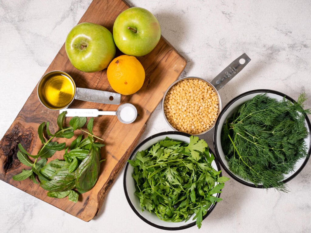 Couscous with Green Apple Salad ingredients