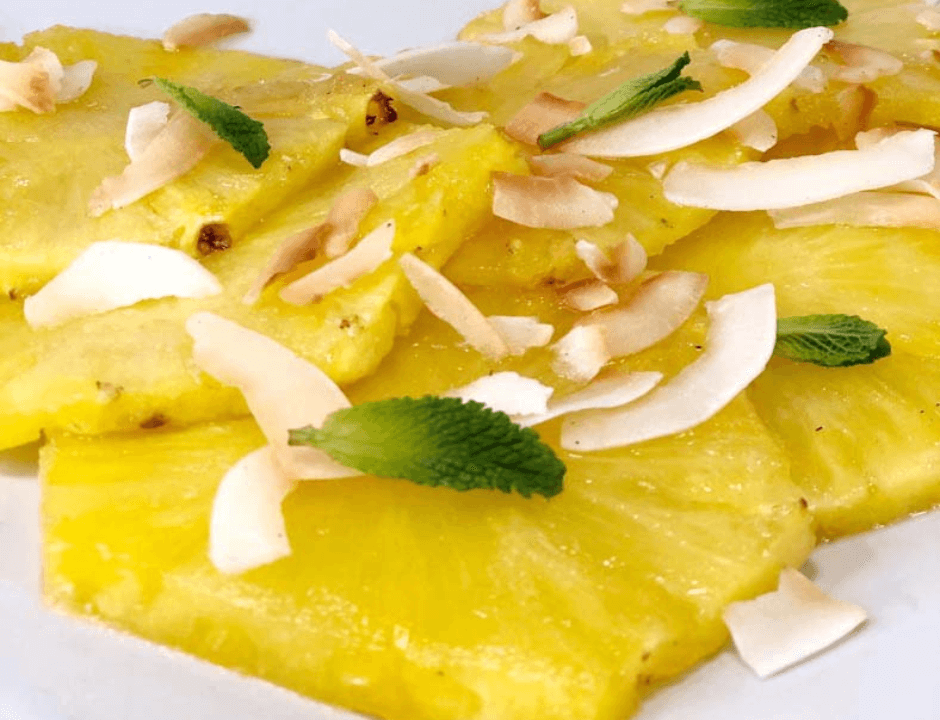 Pineapple Carpaccio with Honey & Ginger