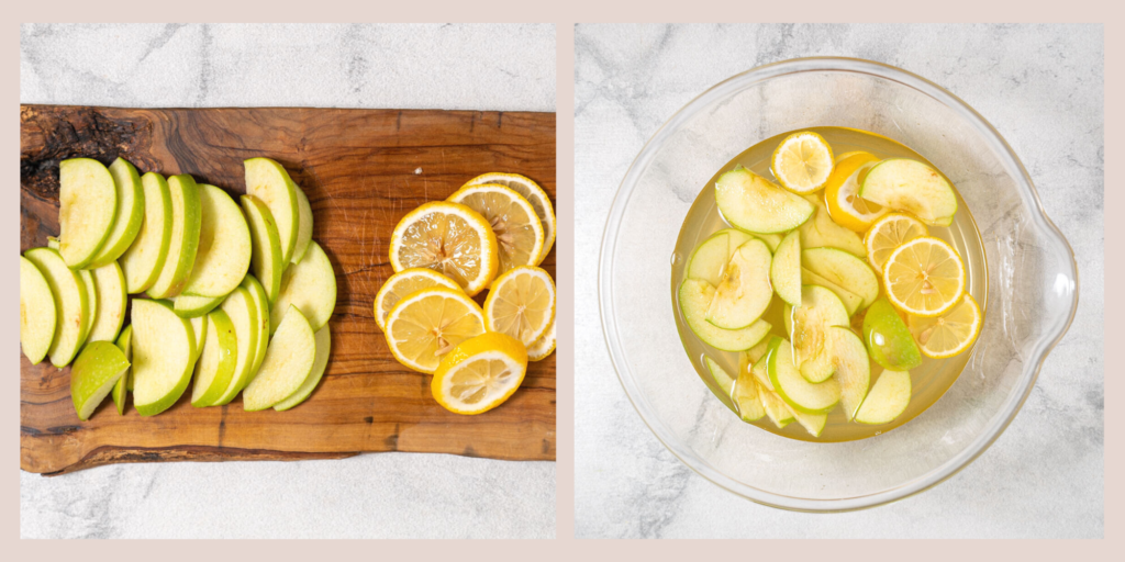 slices of lemon and apples