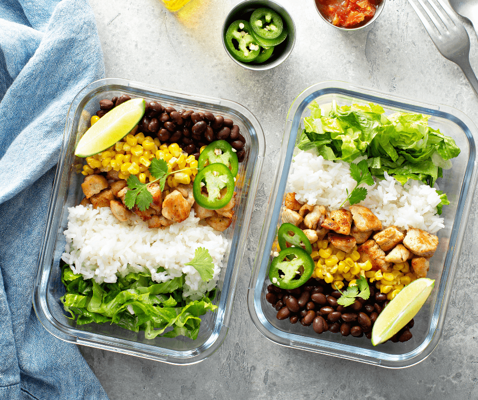 Two lunchboxes with meal prepped lunch