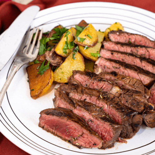 grilled balsamic steak with roasted potatoes