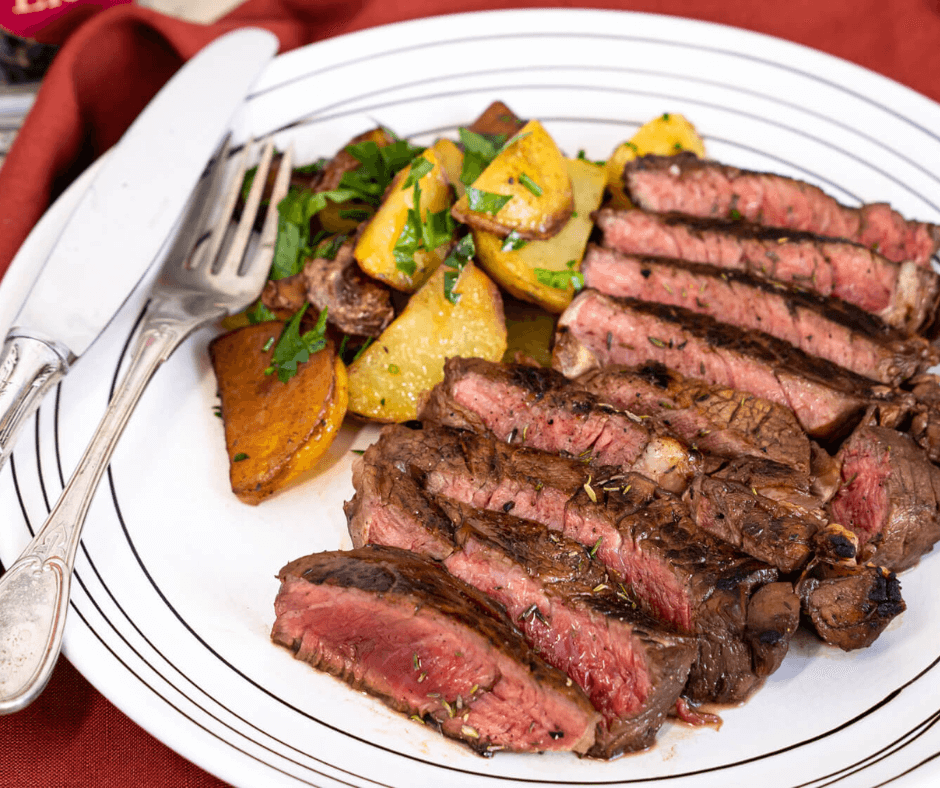 grilled balsamic steak with roasted potatoes