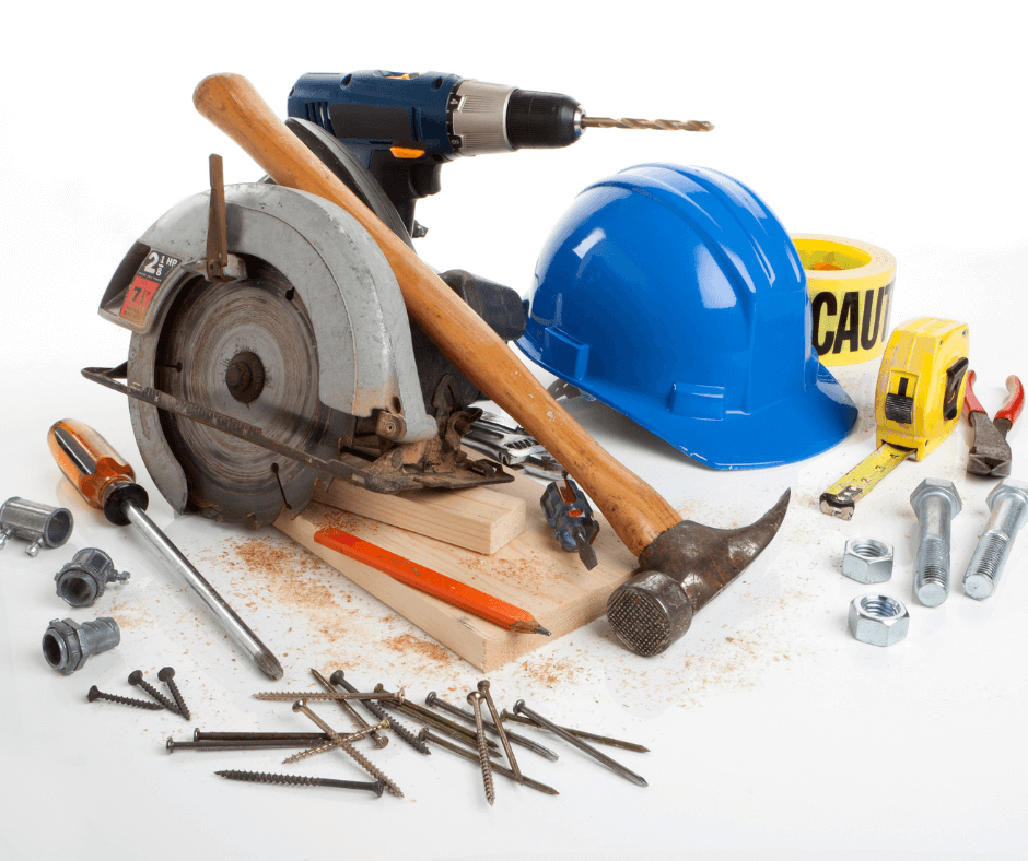 A photo of construction tools