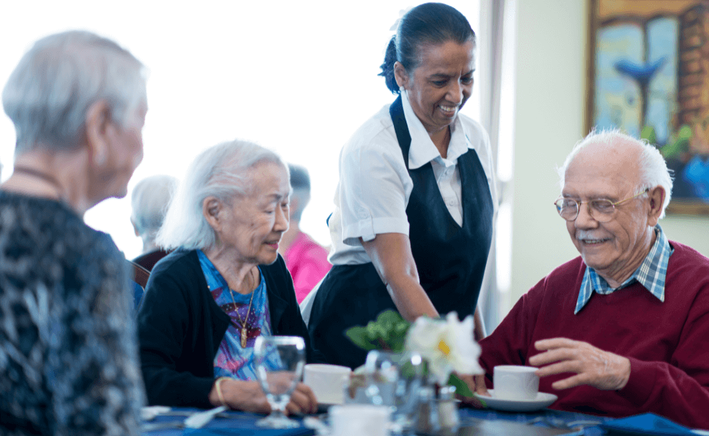 Seniors at a restaurant